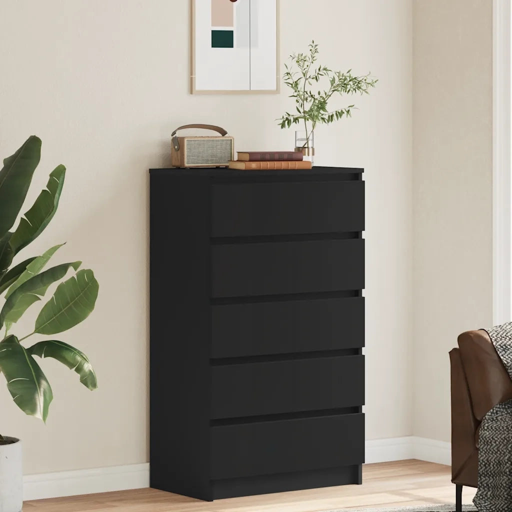 Cassettiera Nera 60x36x103 cm in Legno Multistrato