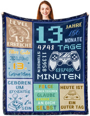 Regalo per 13° compleanno ragazzo, decorazione 13° compleanno ragazzo, coperta per 13° compleanno ragazzo/girl, dimensioni 150 x 130 cm