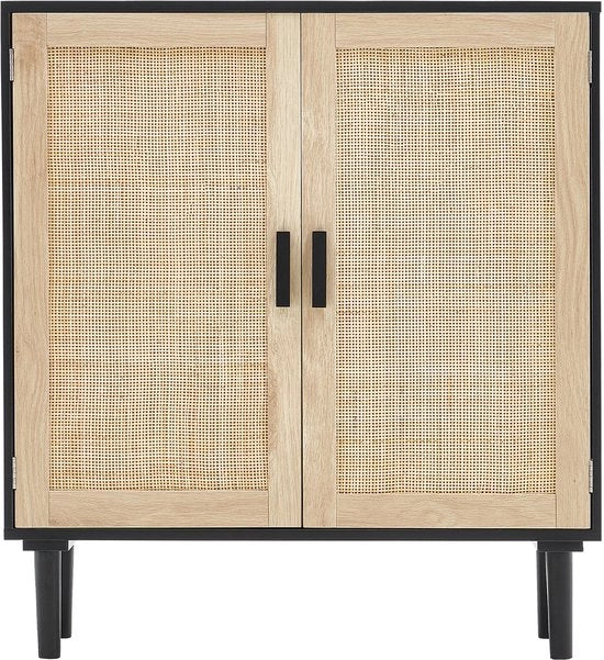 Cassa Rotana - con 2 Porte Magnetizzate e Pannelli Regolabili, Ideale per Buffet, ingressi, Salotti e Cucine, Soluzione di Stile per la Risorsa, Nero
