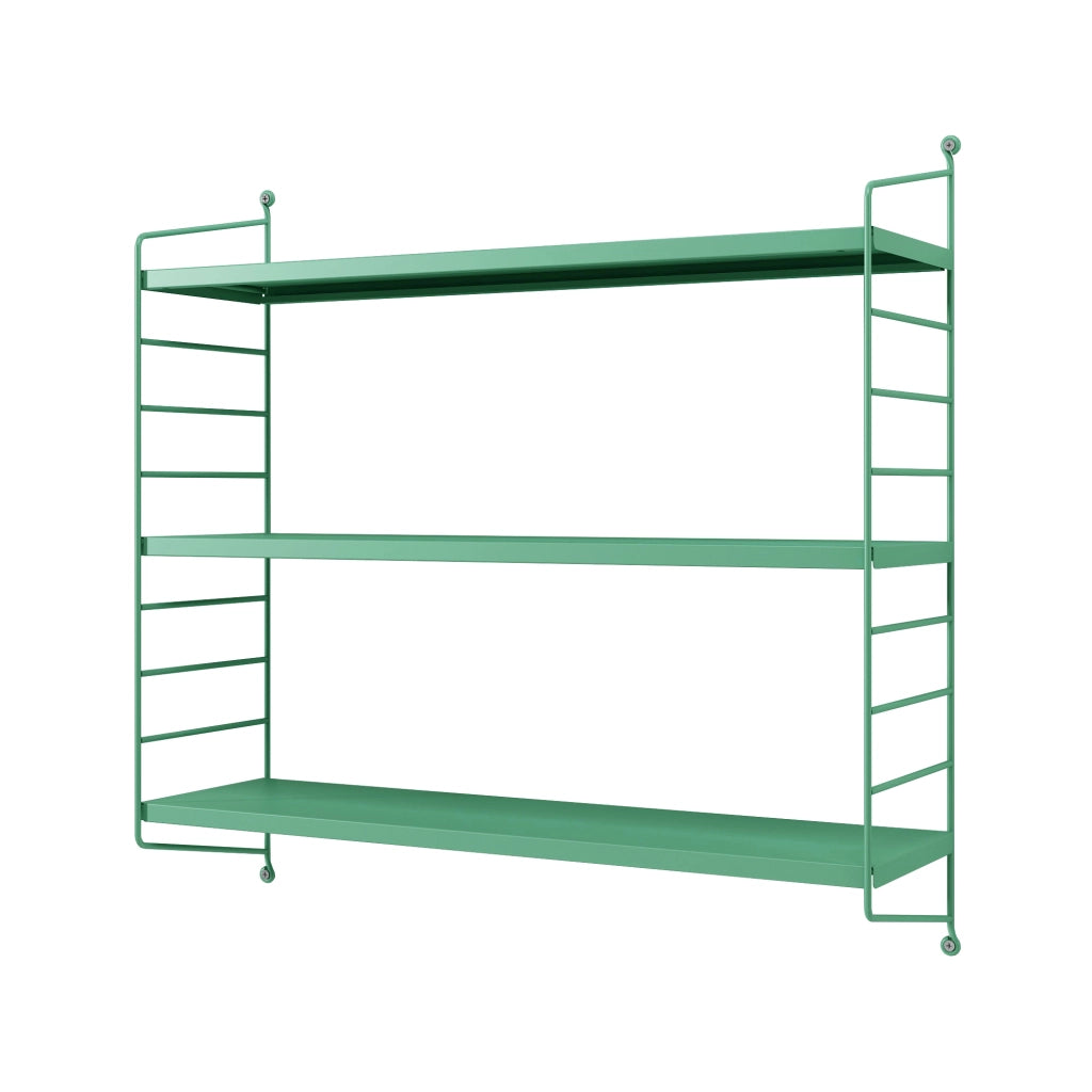 Set di 2 Scaffali da Parete Strängnäs a 3 Ripiani Regolabili  50 x 60 x 15 cm Acciaio Verde Pastello [en.casa]
