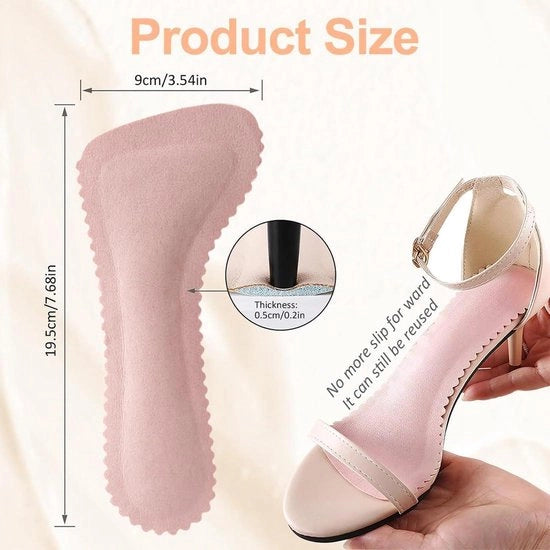 Antislip inlegzolen per due paia per donne | Zoccoli per piede interno | Dispositivi assorbenti di urto | 2 paia di inlegzolen | Colore rosa | Zampe autoadesive | Per sandali