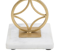 Portacandele Star 10x10x32 cm in Ferro e Marmo Oro e Bianco