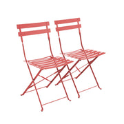 Set 2 sedie da giardino bistrot pieghevole in metallo, terracotta