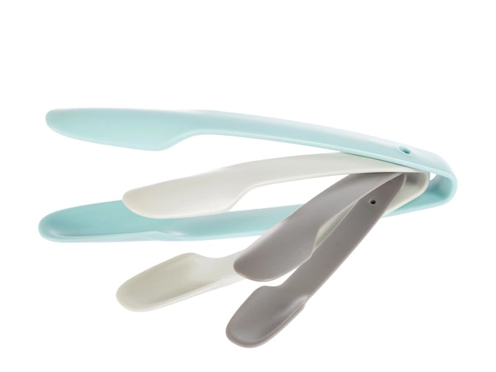 Confezione 3 pinze in polipropilene colore grigio chiaro e azzurro.