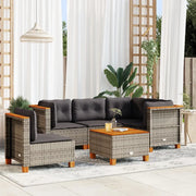 Set Divano da Giardino 6 pz con Cuscini Grigio in Polyrattan 3261840