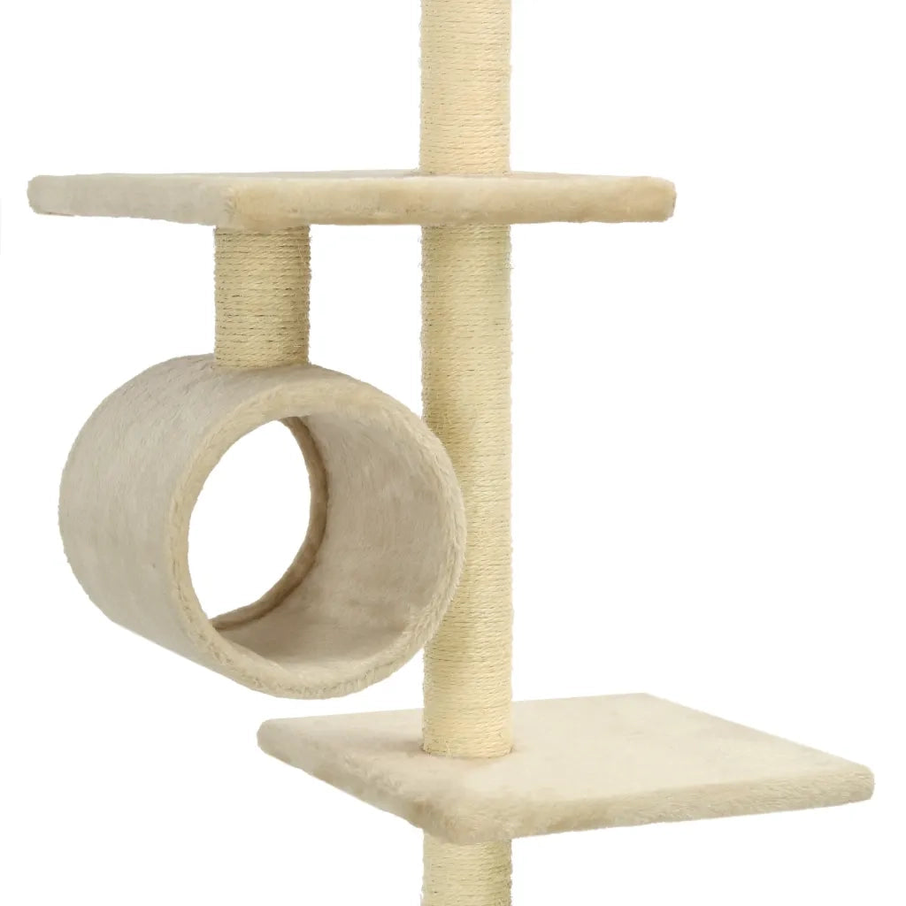 Albero per Gatti con Pali Tiragraffi in Sisal 260 cm Beige 170534
