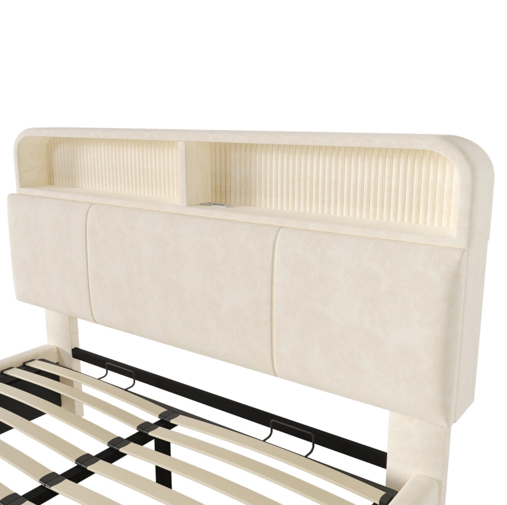 Letto matrimoniale 140x190 cm con testiera regolabile e contenitore idraulico