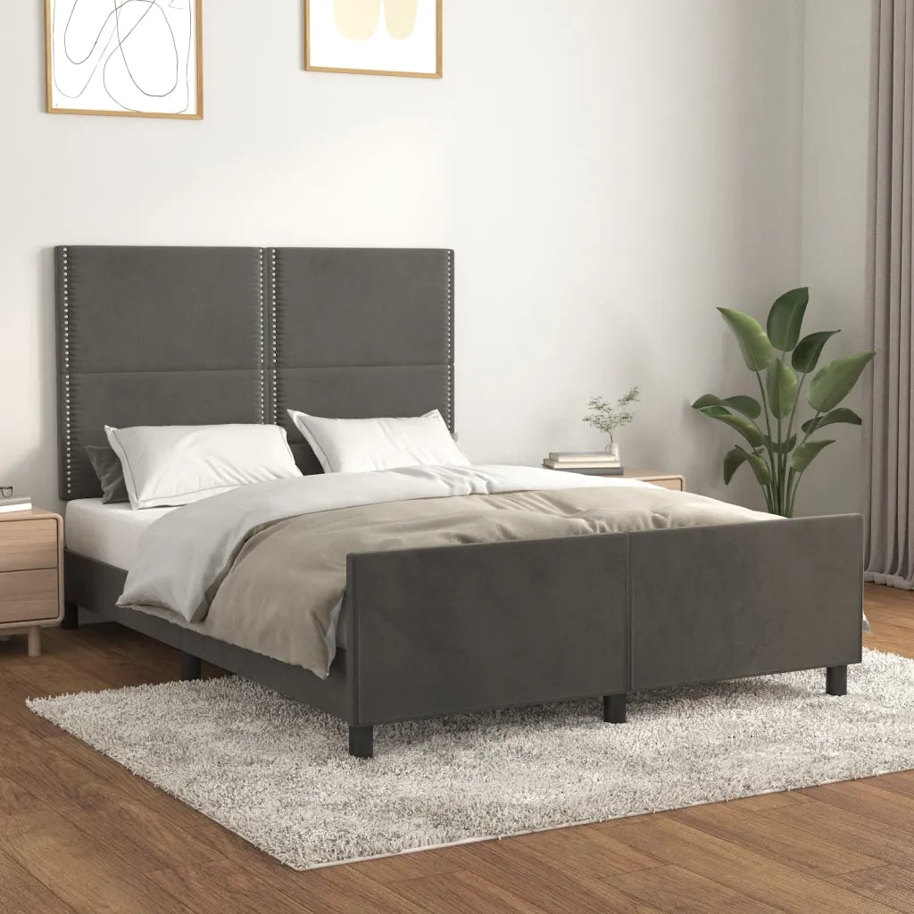 Giroletto senza Materasso Grigio Scuro 140x190 cm Velluto 3125691