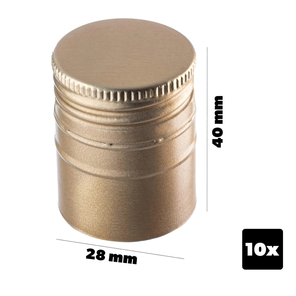 Tappi per bottiglie KADAX Fi28, tappi a vite, 10 pezzi, colore oro.