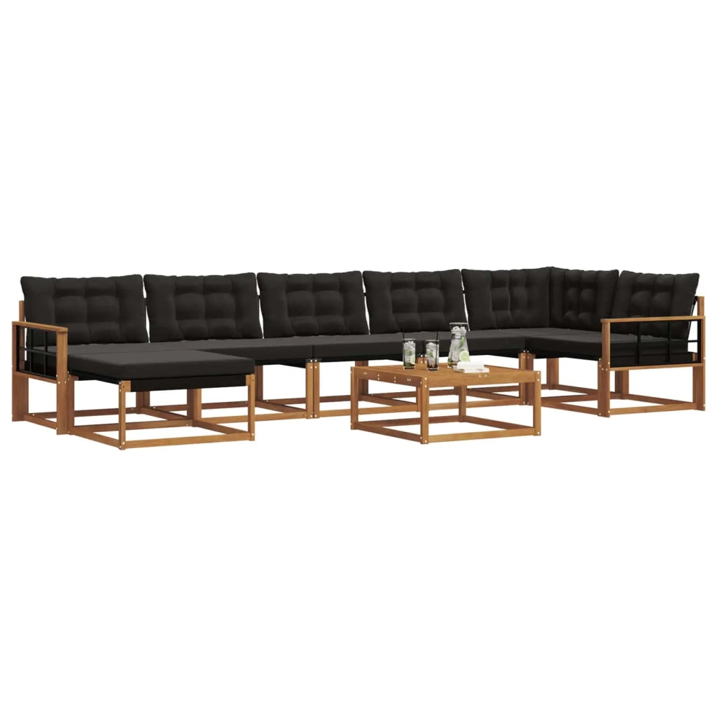 Set di divani da esterno con cuscino 22 pcs Naturale e Nero 3369703