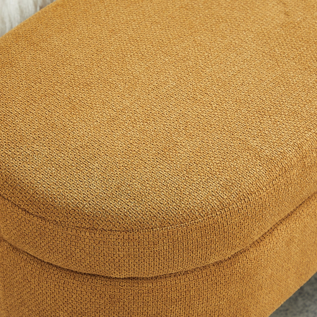Panca contenitore con scomparto di stoccaggio in chenille gialla per camera da letto ingresso e soggiorno 110 cm