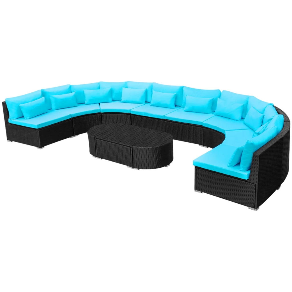 Set di Divani Rotondi 11 pcs Blu polyrattan 42399