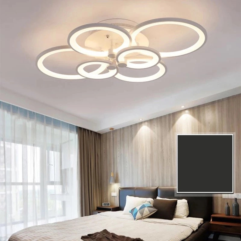 Lampadario Moderno Plafoniera led moderno 6 anelli 51W Luce Bianca Naturale