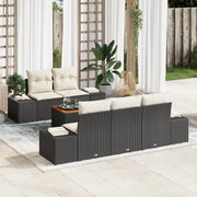 Set di divani da giardino 6 pezzi con cuscini Nero Polyrattan Acacia