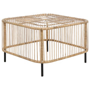 Tavolino in rattan nero naturale fatto a mano resistente ai raggi UV 67 x 67 cm stile boho interno ed esterno
