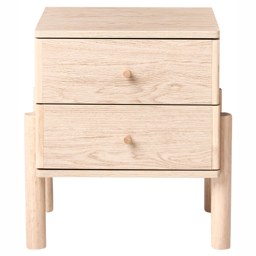 Comodino marrone chiaro in truciolato con gambe in legno massello Comodino moderno in stile scandinavo Contenitore per camera da letto
