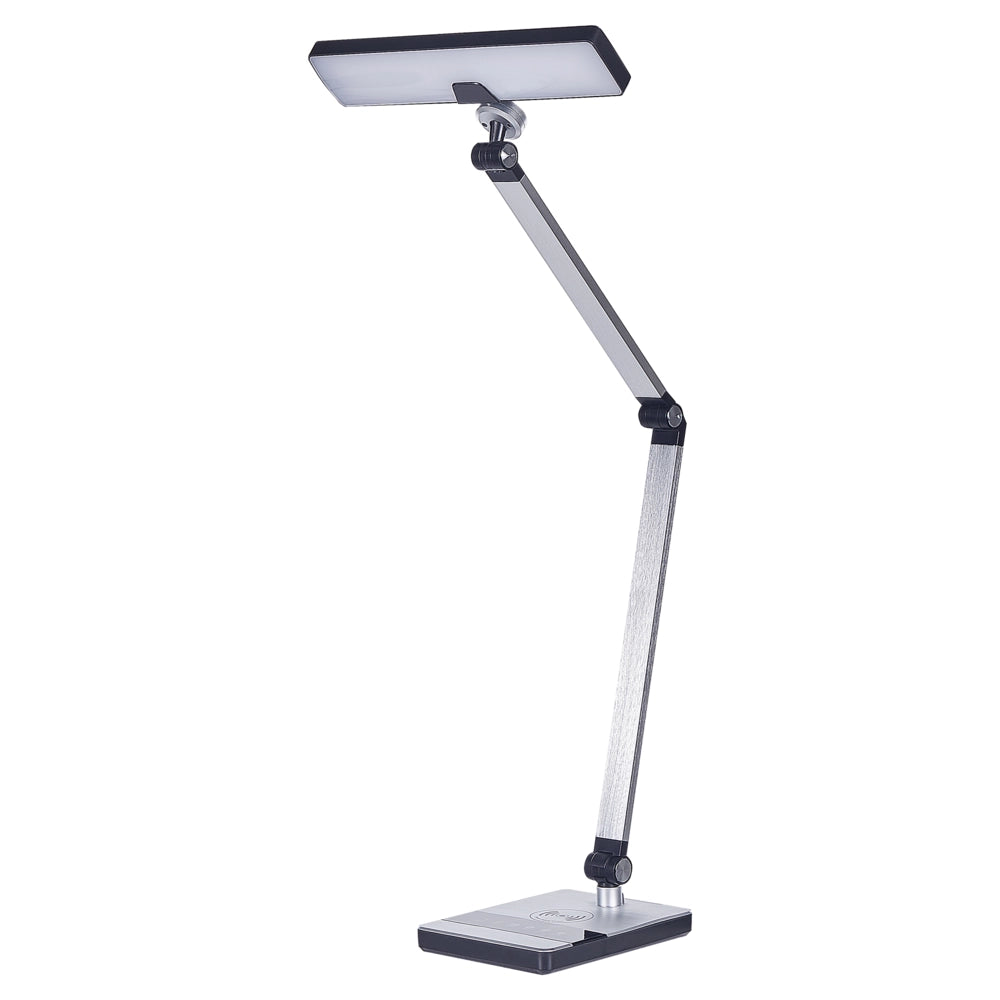 Lampada da tavolo color argento LED intensità variabile braccio regolabile ufficio cameretta stile moderno