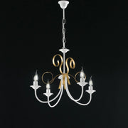 Lampadario classico ferro Bianco shabby Oro quattro luci 61x h47 cm