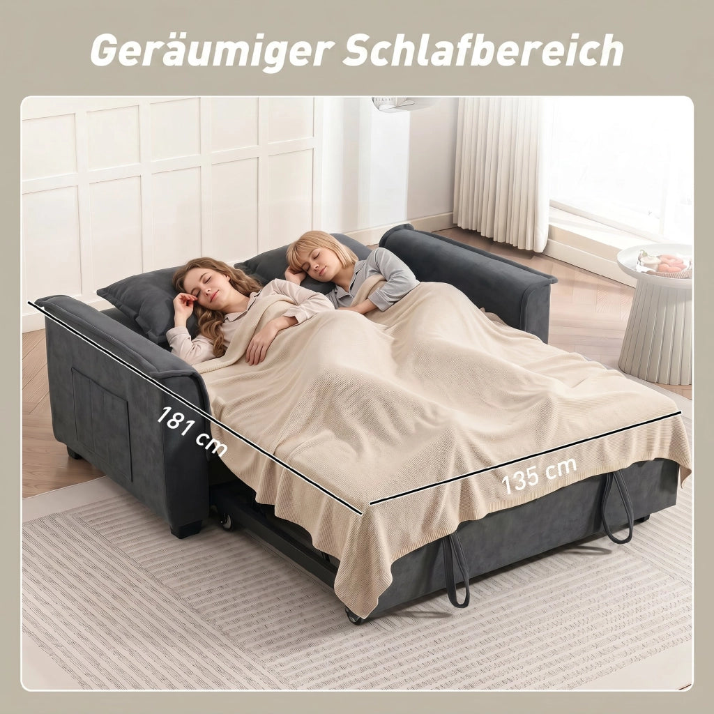 Divano letto futon 2 posti ¨C Xylo ¨C con schienale regolabile e 2 cuscini grigio scuro