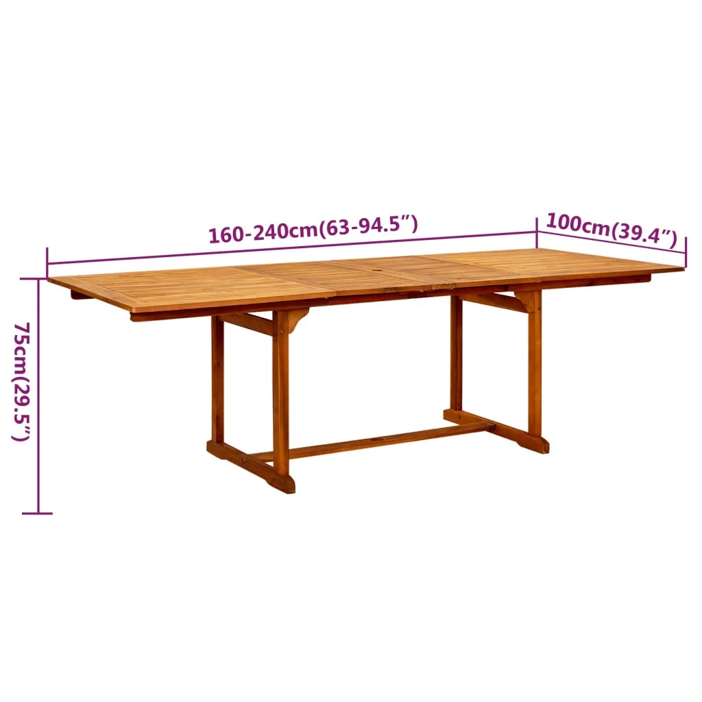 Set Mobili da Pranzo per Giardino 9 pz Legno Massello di Acacia 160-240 cm 3079642