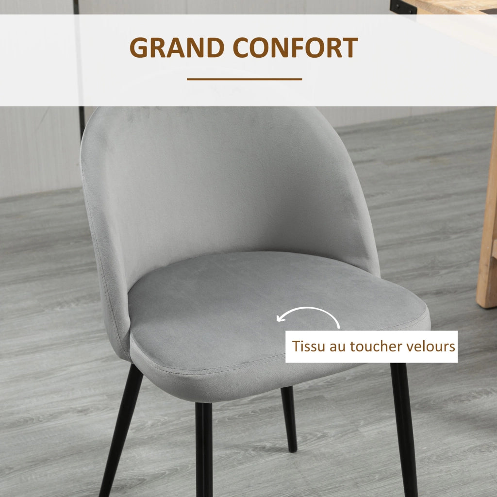 Set 4 Sedie da Pranzo in Velluto Imbottite ¨C zephmum ¨C Grigio, Metallo, 45x50x85 cm