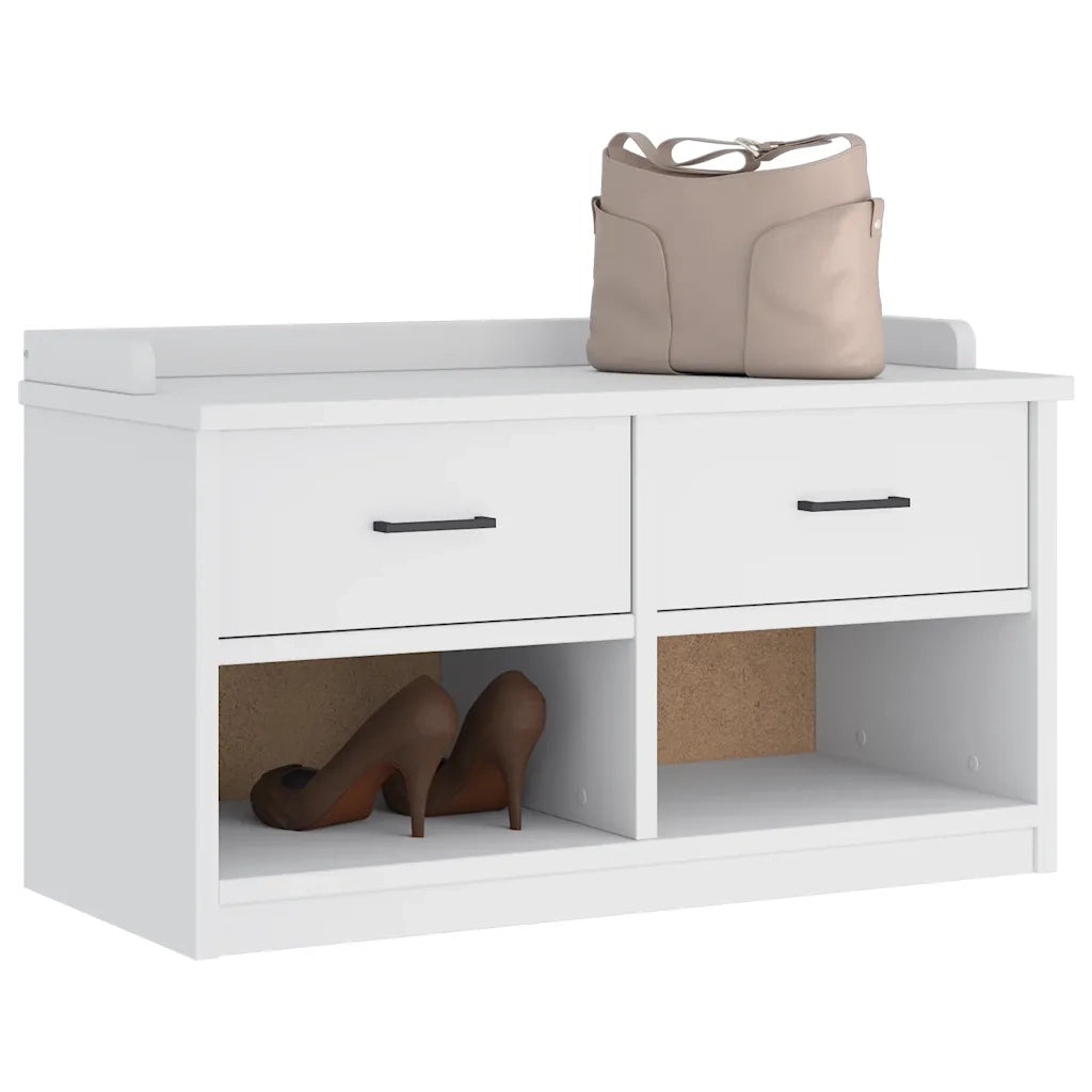 Panca da Corridoio-Sgabello-Panca con Contenitore SANDNES Bianca 87x40x50 cm in Legno di Pino 785475