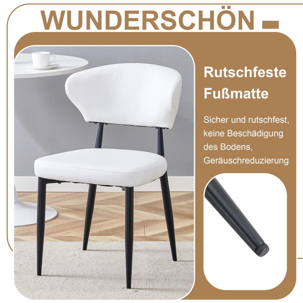 Tavolo da pranzo rotondo con piano in MDF e inserto in vetro con 2 sedie in PU per cucina e soggiorno 100 cm