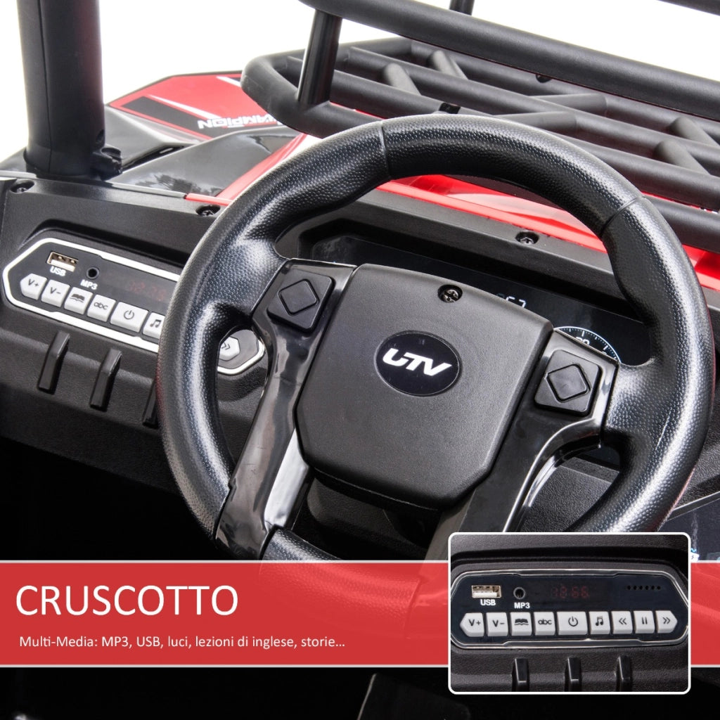 EasyComfort Macchina Elettrica per Bambini 12V, Velocità 3-6km/h, Quad Elettrico Mini con Doppio Motori, USB, Lettore MP3 e Telecomando, 118x76x104cm, Rosso e Nero