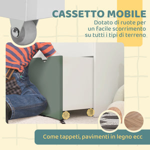 Libreria per Bambini 3-8 Anni 62.5x30x70 cm a 3 Ripiani con Cassetto Inferiore in MDF Verde