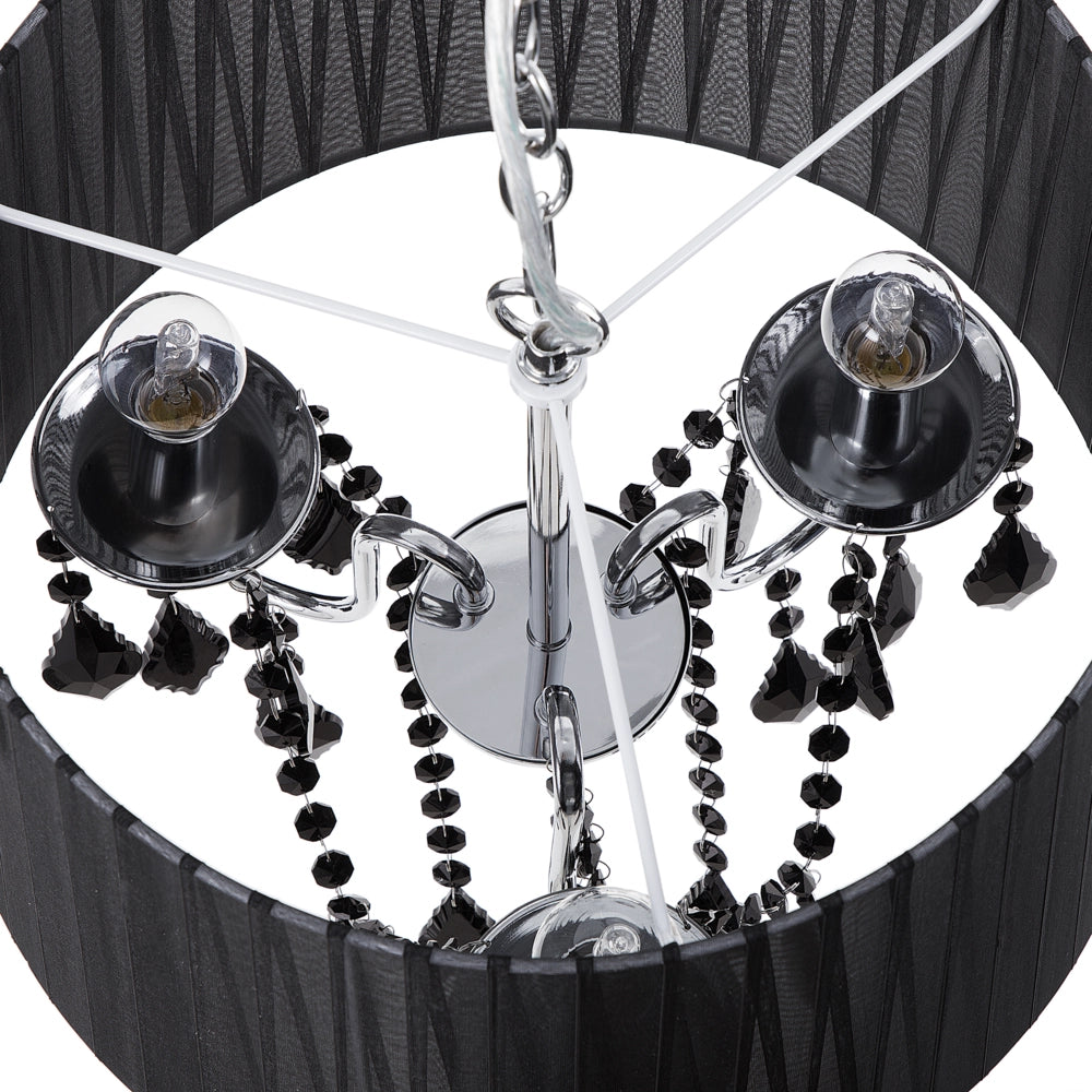 Lampada a Sospensione Lampadario in Cristallo argento Nero a 3 Luci