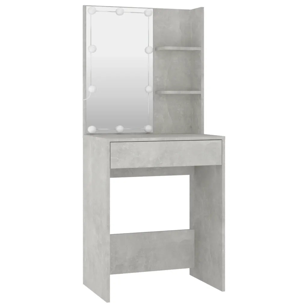 Set Tavolo da Toeletta Grigio Cemento con LED Legno Multistrato 3114134