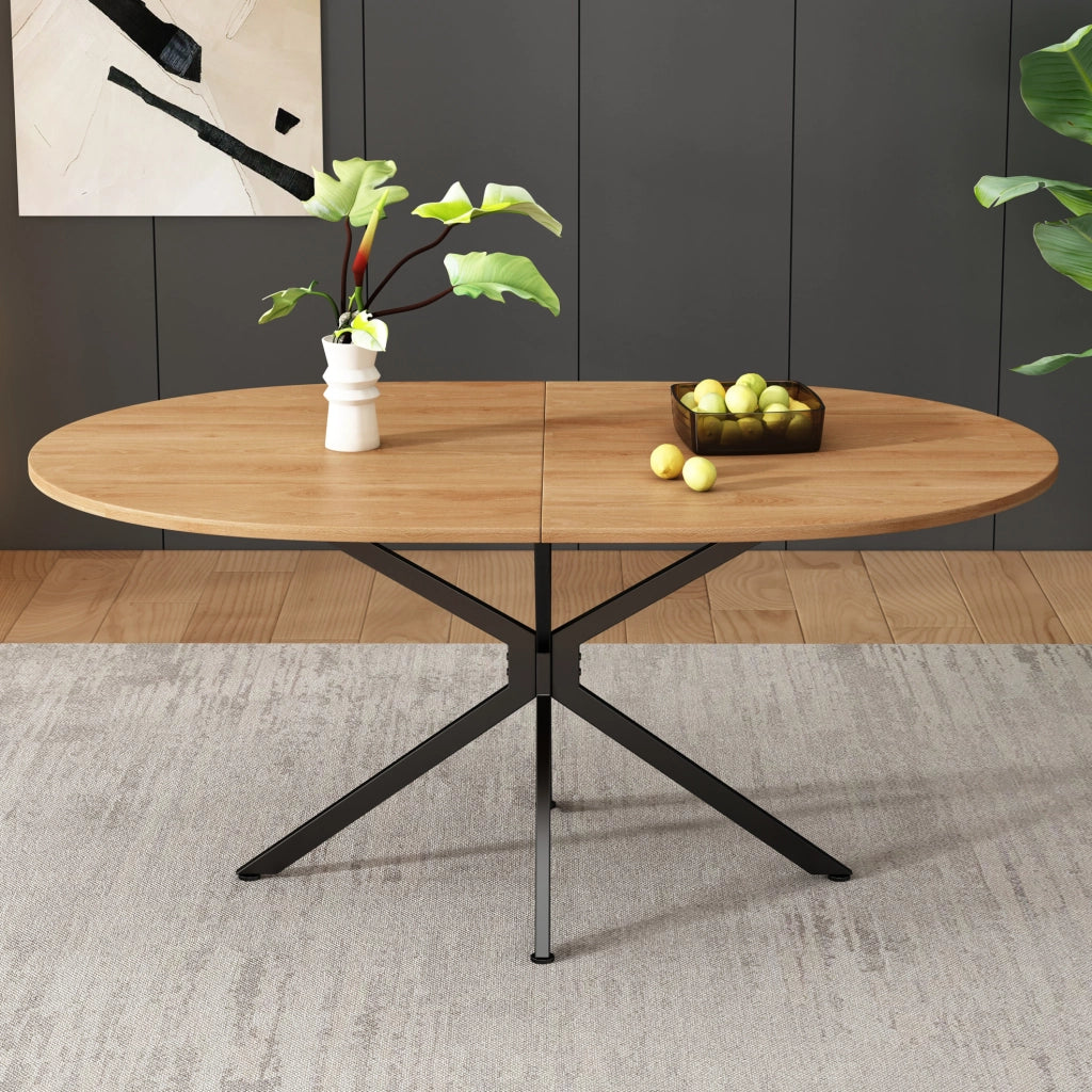 Tavolo da pranzo 120x80x75.5 cm in MDF; per 4-6 persone; naturale