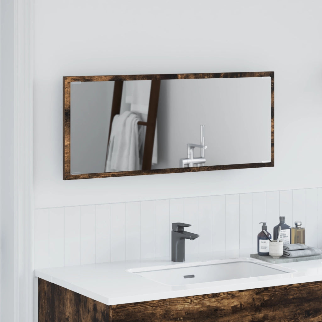 Specchio da bagno LED Rovere affumicato 90x8,5x37 cm Legno ingegnerizzato