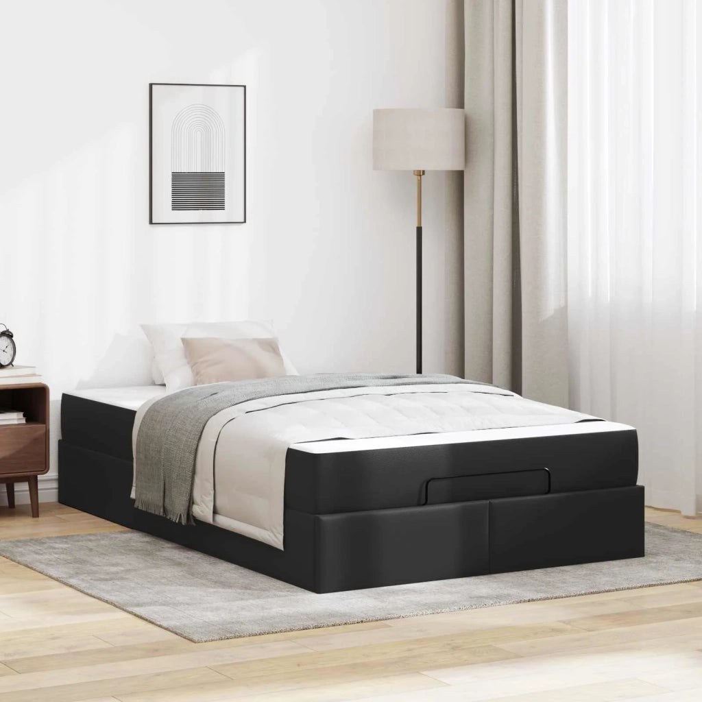 Struttura letto con materasso con materasso 2 pcs Nero PVC