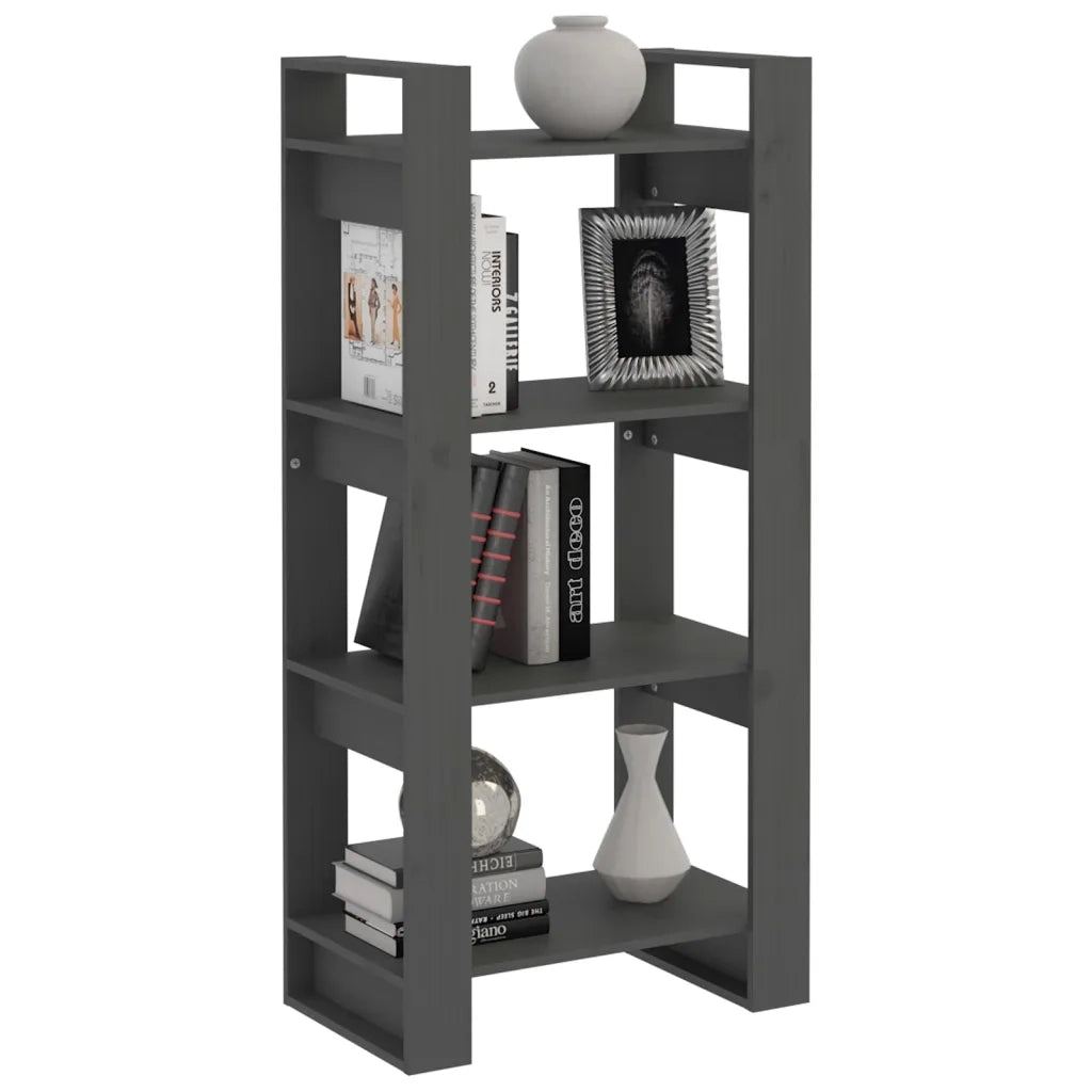 Libreria/Divisorio Grigio 60x35x125 cm Legno Massello