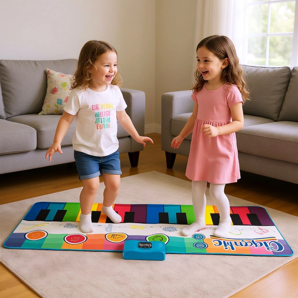 Tappeto musicale con 8 suoni di strumenti registrazione e riproduzione, Tappeto da ballo piano per bambini 3+ anni Colorato-Divertimenti musicali