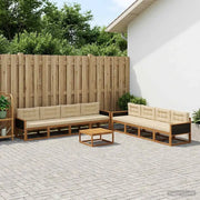 Set di divani da esterno con cuscino 9 pcs Naturale e Beige