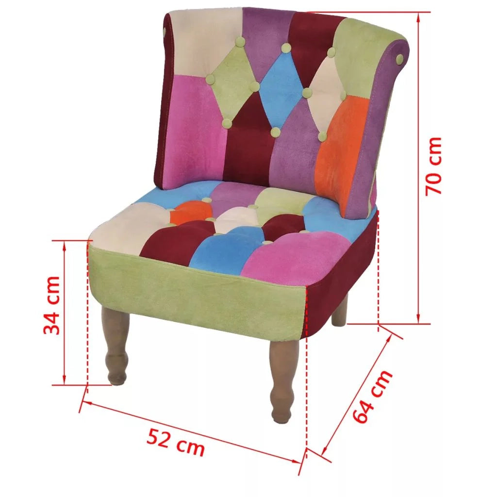 Poltroncina poltrona lounge design club divano da salotto in stile francese con tessuto patchwork 1102035/3