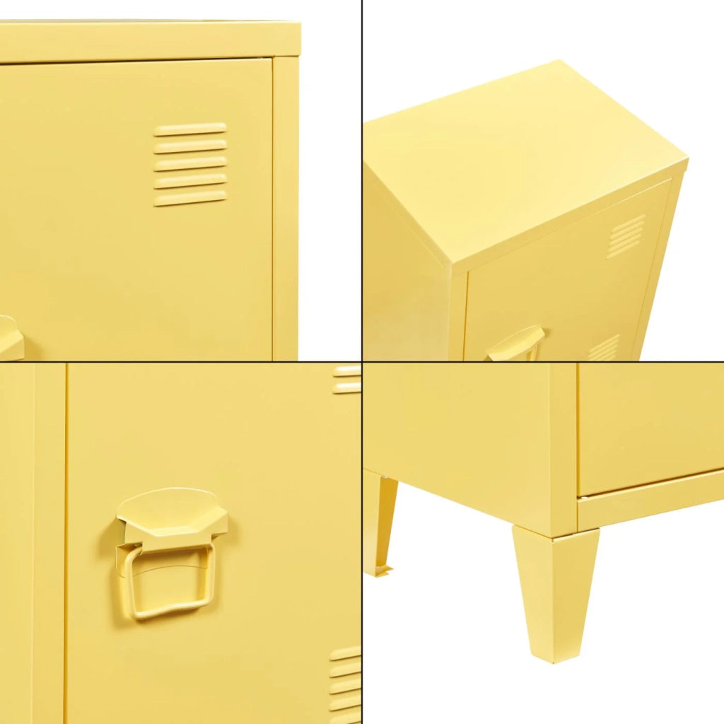 Comodino comodino cassettiera mobile contenitore in acciaio laminato 57 x 40 x 30 cm giallo 03_0011014