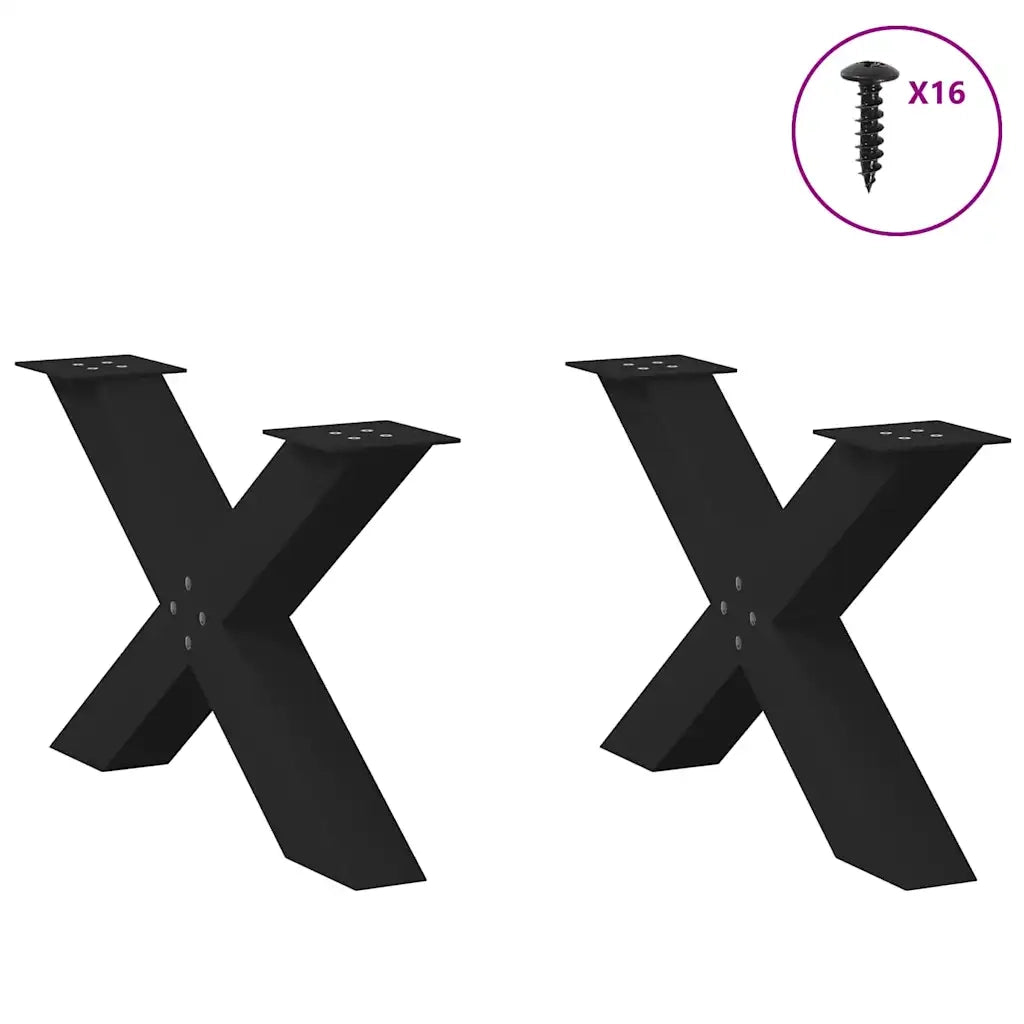 Gambe per Tavolino da Caffè a Forma di X 2 pz Nere 70x(42-43) cm Acciaio 4012964