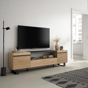 Mobile TV Soggiorno, 200x35x57cm, Per TV fino a 80", Design industriale, colore Rovere RF3313