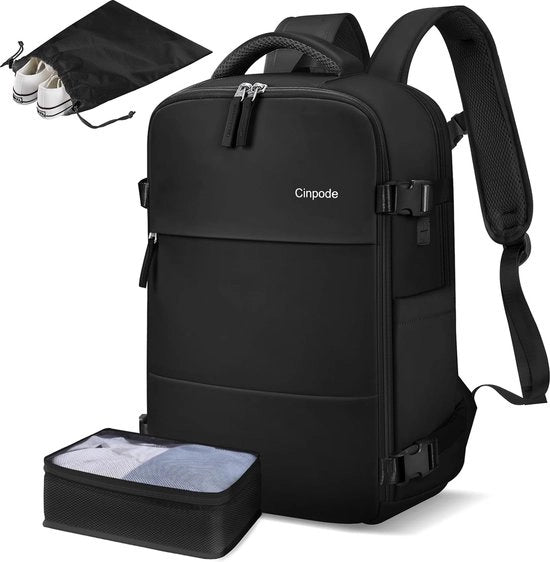 Borsa da viaggio per donne, bagaglio a mano, borsa da viaggio per laptop 15,6 pollici, anti furto, impermeabile, borsa da spalla, aereo, bagaglio a mano, borsa da viaggio per donne, per lavoro, scuola, viaggi, nera