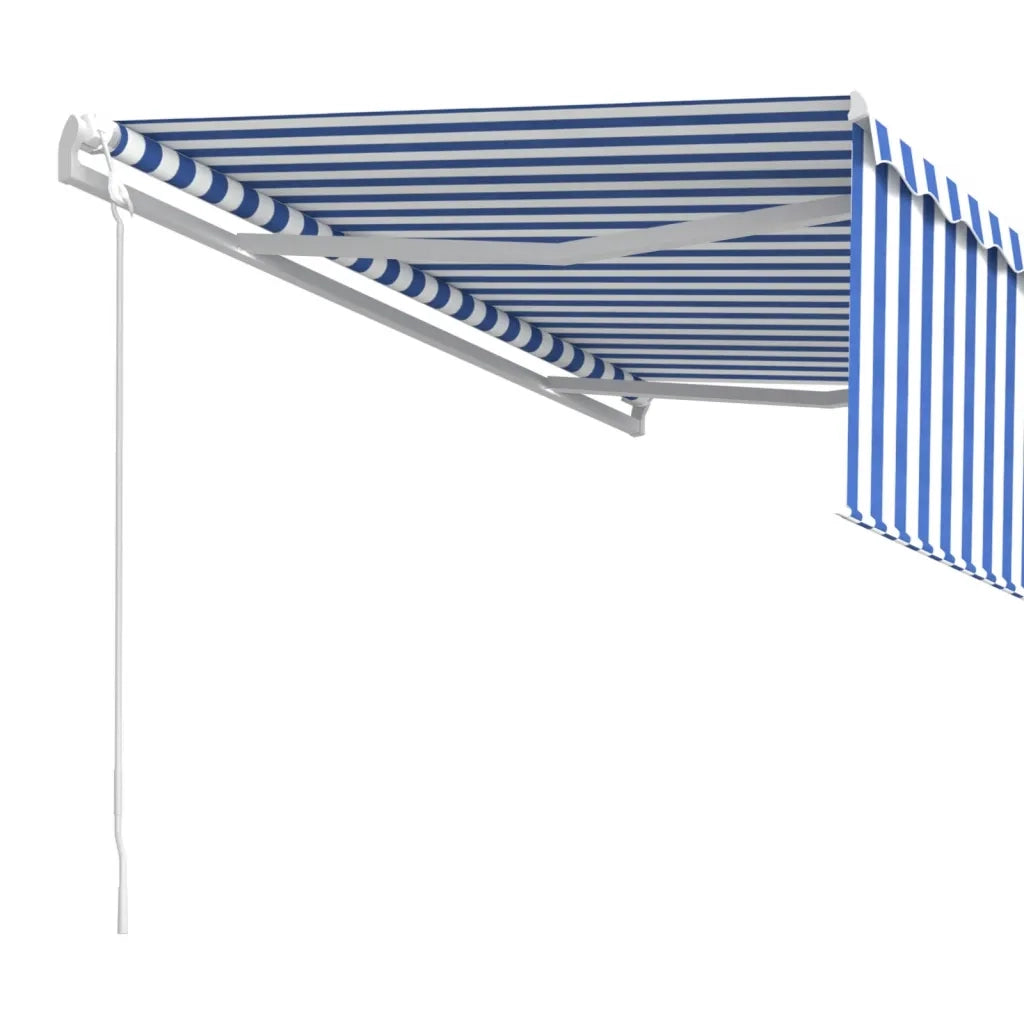 Tenda Sole Retrattile Automatica con Parasole 4x3,5m Blu Bianco 3069326