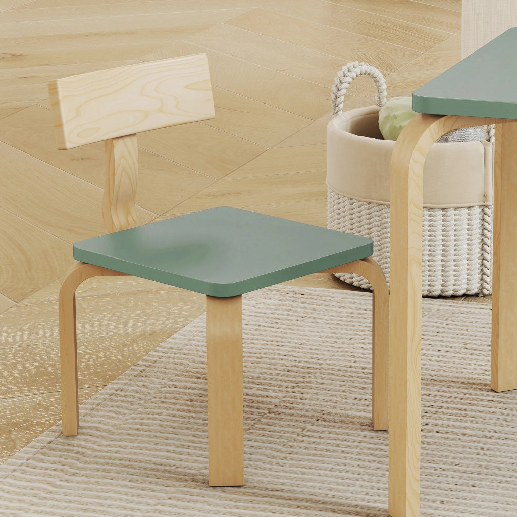 Tavolo bambini con 2 sedie ¨C zephmum ¨C legno, 78x53x53cm, verde