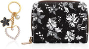 Tas di stoccaggio con munita portafoglio, fiori stampati e fiore a goccia maniglia, nero - Tas di stoccaggio con portafoglio a moneta - per uso moderno, unico modello