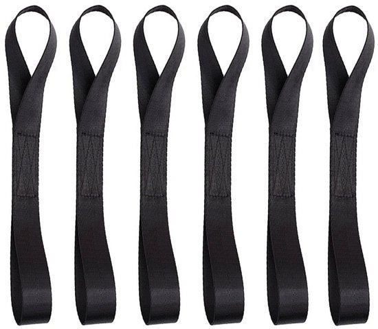 Set di tiranti 6 pezzi 200 x 25 mm, portata 500 kg, cavo di trazione, tirante, guaina di tirante, per trasporto di motociclette, biciclette, motoretti, nero