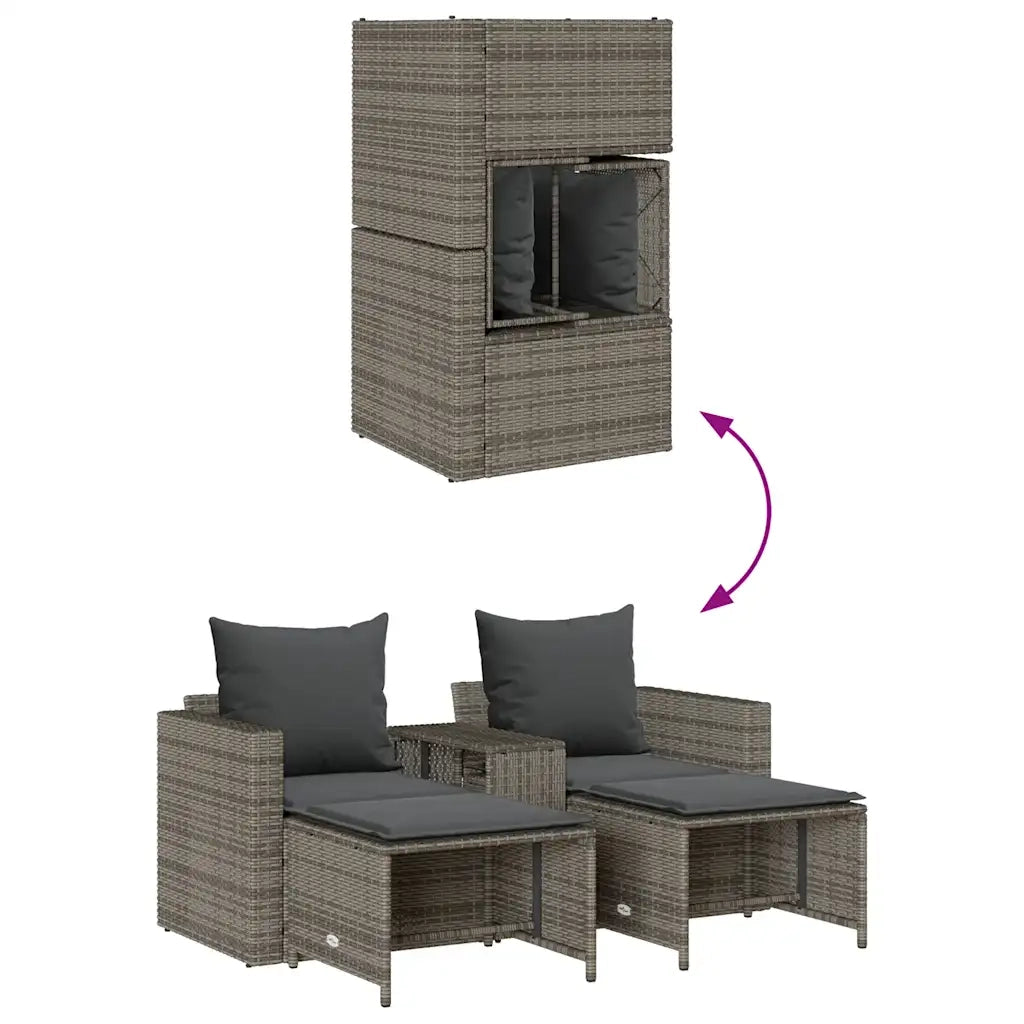 Set Divano da Giardino 5 pz con Cuscini Grigio in Polyrattan