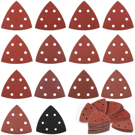 195 pezzi di carta abrasiva a forma di triangolo per trapano a tre punte - diverse granulometrie