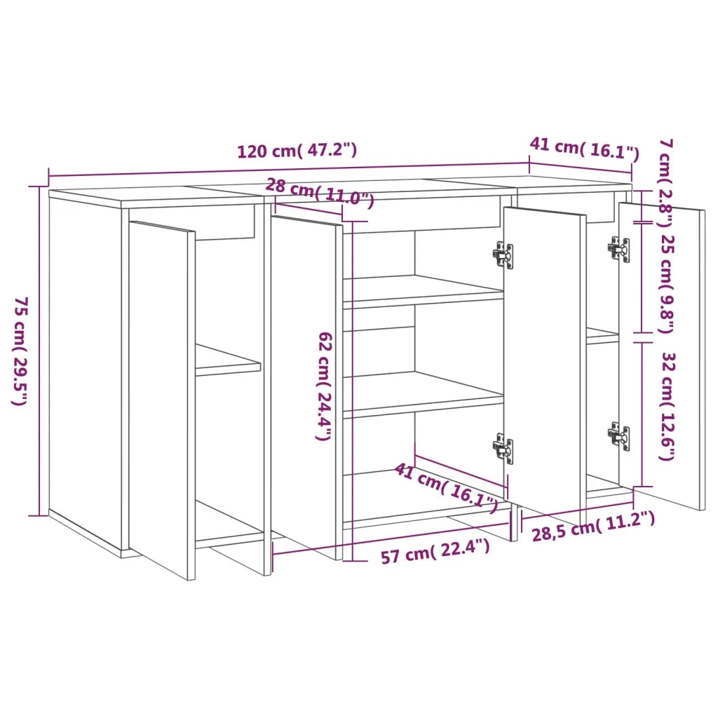 Credenza Nera 120x41x75 cm in Truciolato cod mxl 20957