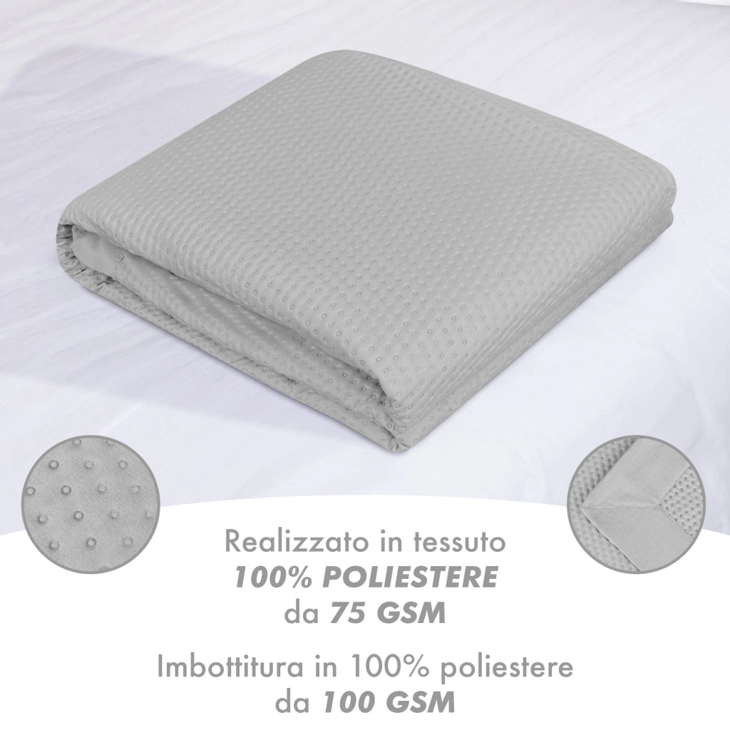 Trapuntino Matrimoniale Elegante Copriletto Con Balza Applicata Trapuntatura Pinsonic Tinta Unita Due Piazze Coperta Letto Leggera Primavera Estate Trapunta  GrigioChiaro